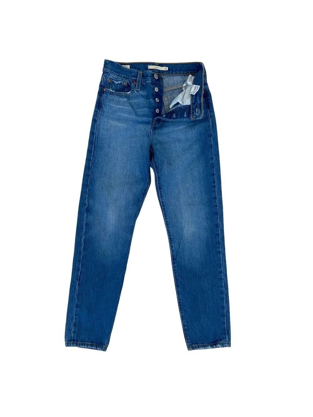 Levis premium denim wedgie jeans button fly blue 100% cotton high rise waist 25